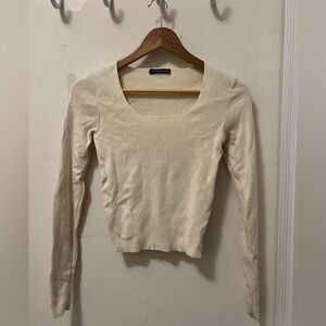 Brandy Melville cream colored square neck sweater
